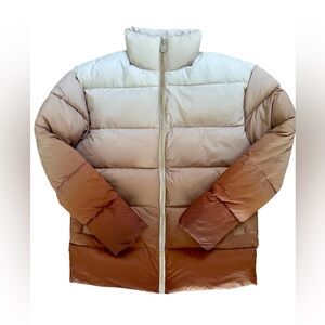 NEW OW Collection Cream Brown Ombré Oversized Puffer Jacket Size Small
